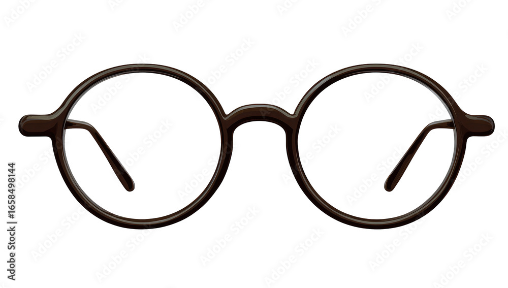 Fototapeta premium Dark brown round eyeglasses, front view