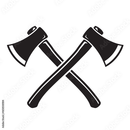 Crossed axes icon graphic representing lumberjack forestry and outdoor activities