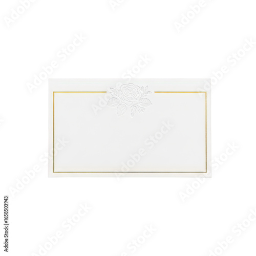 Blank place card isolated on transparent background, wedding concept