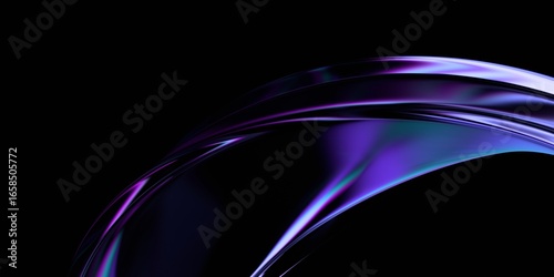 Fototapeta Naklejka Na Ścianę i Meble -  Abstract glass shape with neon reflections, 3d render