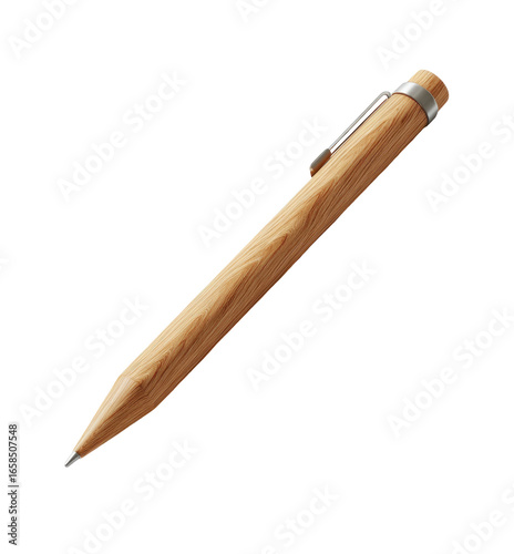 Wallpaper Mural A light brown wooden ballpoint pen, angled, with a metal clip and tip.  The wood grain is visible Torontodigital.ca
