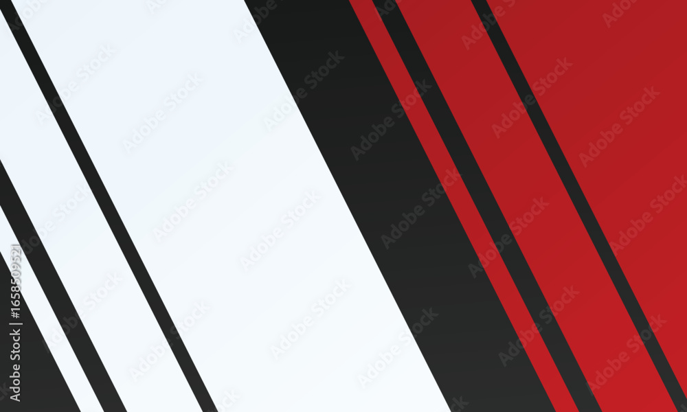 Fototapeta premium Red white and black abstract background layer on bright space with diagonal lines effect decoration. Modern graphic design element cutout style concept for web banner, flyer, card, or sport.