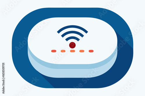 Flat design icon of a wireless router with signal strength indicators