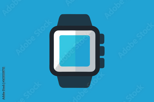 Modern smartwatch icon with blue screen on blue background