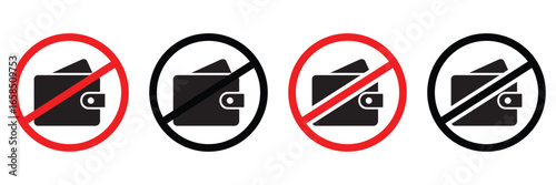No Wallet Icon Pack – Vector Sign Collection for Finance and Payment Restrictions