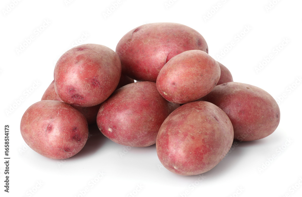 Fresh ripe red potatoes isolated on white Fresh ripe red potatoes isolated on white