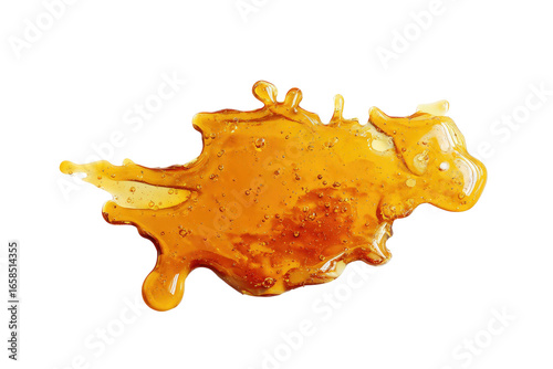 Spilled amber liquid,  dripping,  irregular shape