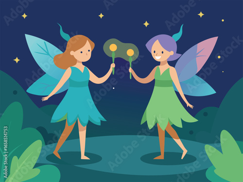 beautiful magic fairies in the landscape vector illustration designicon graphic