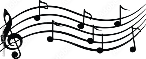 musical note wave music notes melody silhouette vector