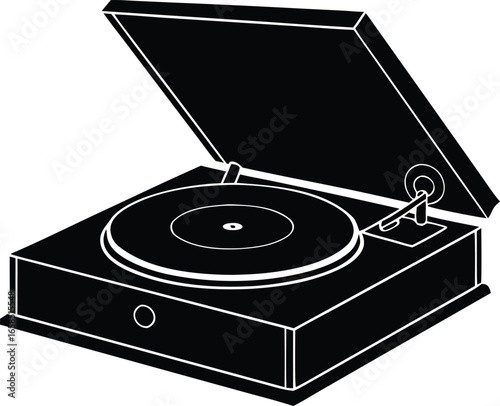  record player vintage turntable silhouette vector