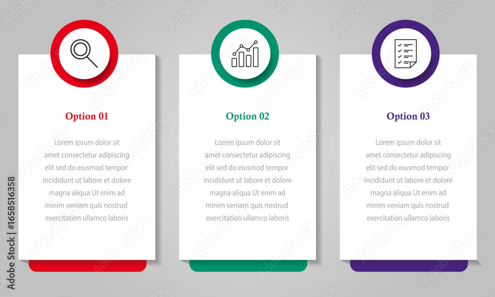 Fototapeta premium Business data visualization timeline process infographic template design with icons | 3 steps business infographic diagram with circle 