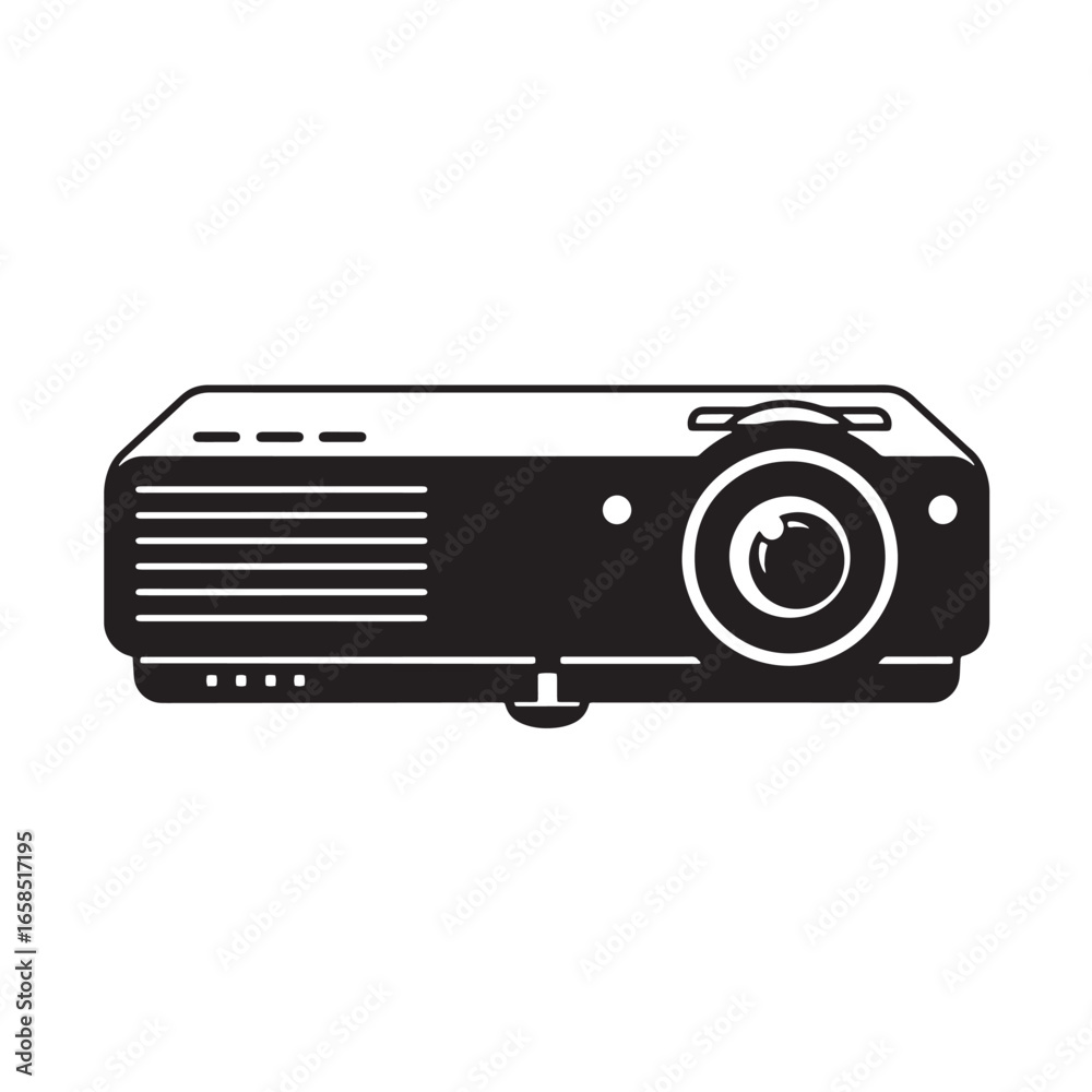 Black and white vector illustration of a digital projector on a clean white background Black and white vector illustration of a digital projector on a clean white background