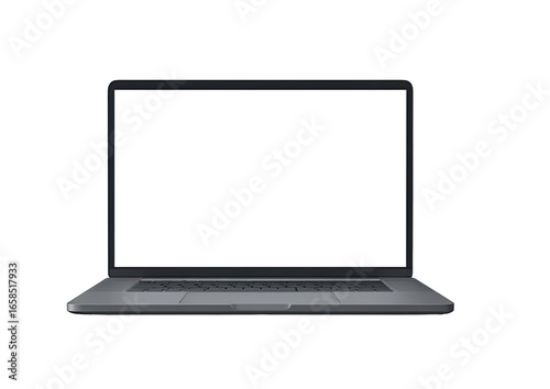 Gray laptop with blank white screen