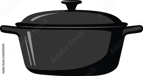 Elegant Cooking Pot Vector Illustration for Culinary Designs and Kitchenware Promotion