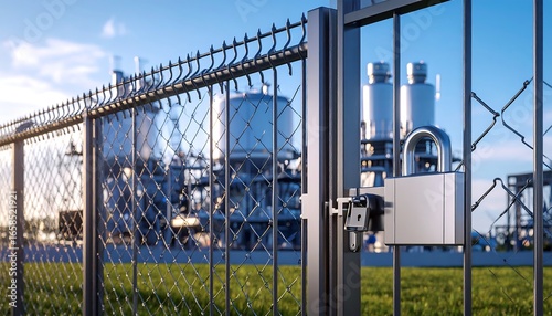Security fence at a factory