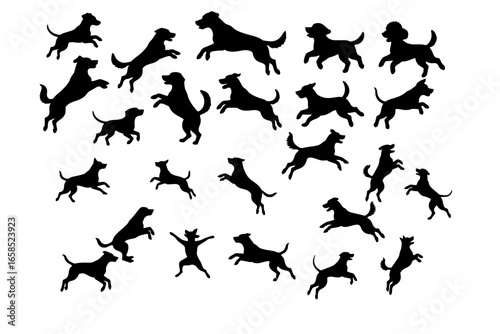 set of dogs silhouette