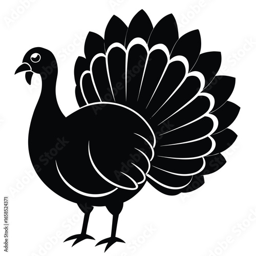 A vector illustration of a funny turkey and a cute peacock, along with other farm birds