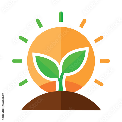 Modern green sapling eco logo design representing growth nature and sustainability
