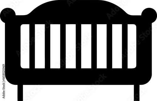 A Baby Crib Minimalist Vector Icon Solid Black