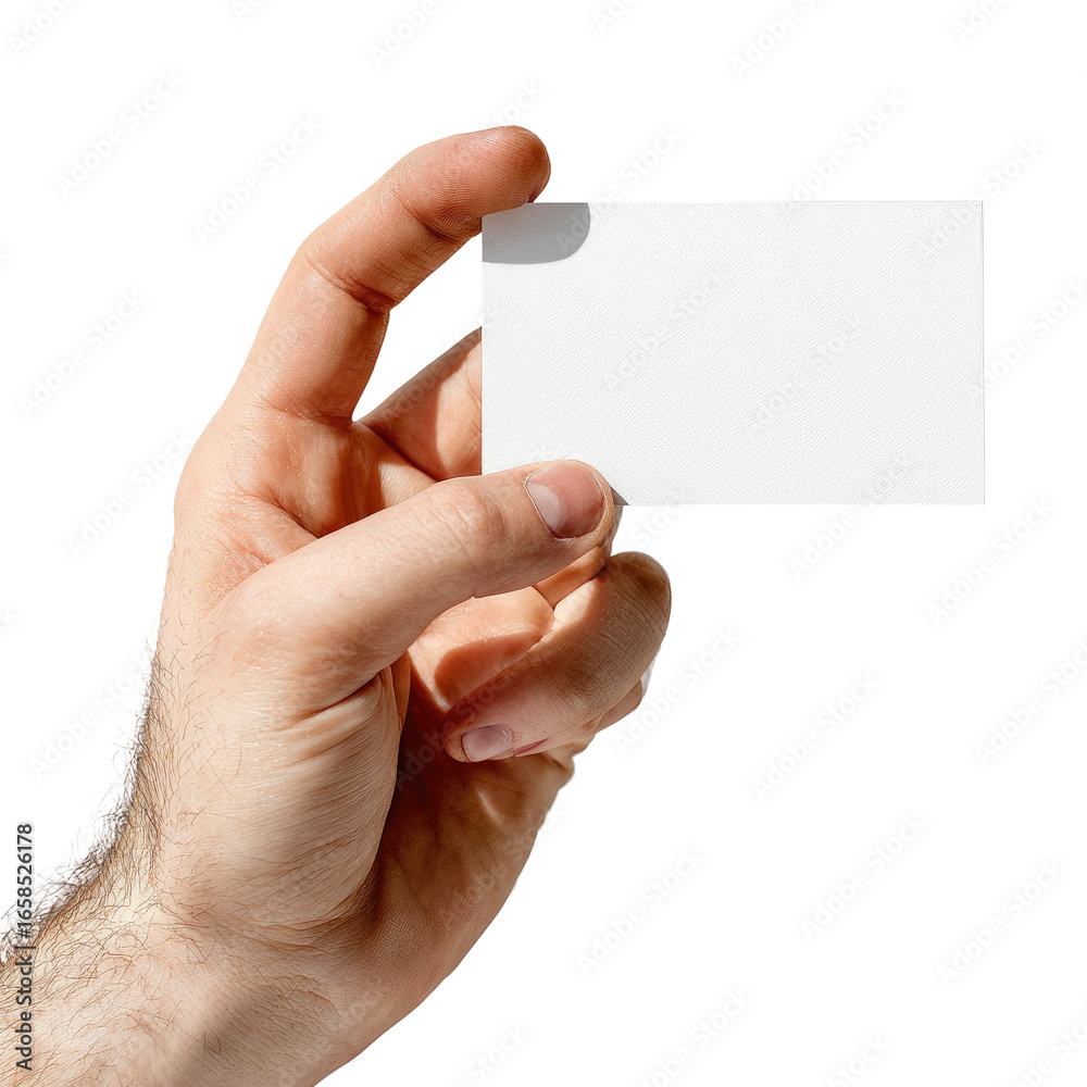 Obraz premium A hand holds a blank business card
