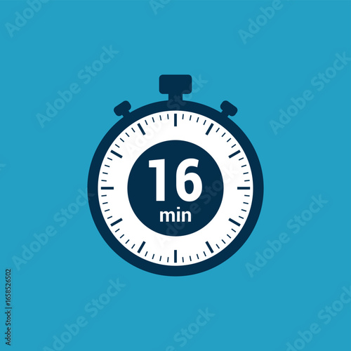 16 min clock icon time vector illustration design symbol