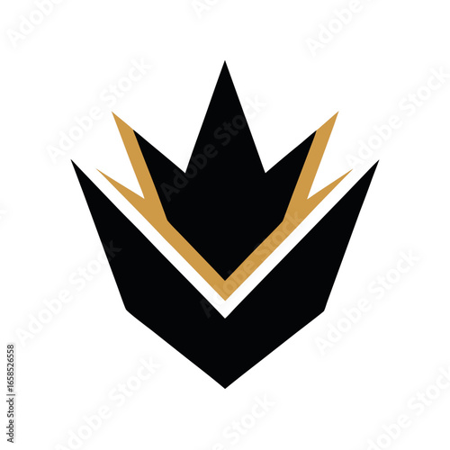 Elegant black and gold crown logo design with regal and luxurious appeal
