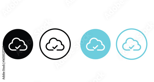 Cloud and check mark icon vector.