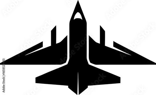 A Fighter Jet Simple Graphic Symbol Clean Silhouette