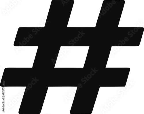 A Hashtag Symbol Clean Vector Silhouette Solid