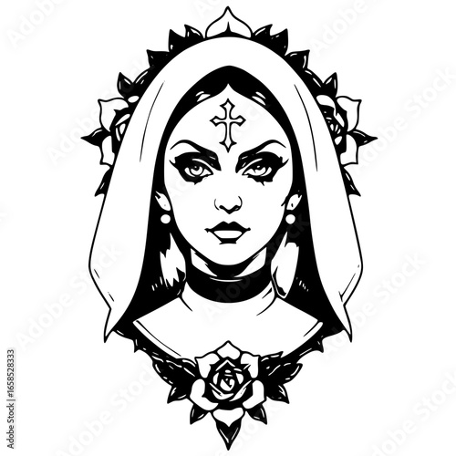 Gothic woman with cross