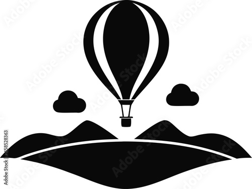 Flying Hot Air Balloon Scenery Graphic