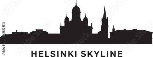 Helsinki Skyline Silhouette Vector Illustration with Famous Buildings and Landmarks