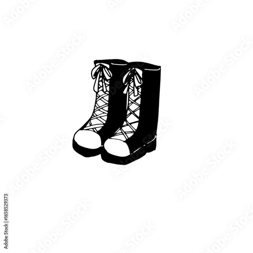 winter boot vector illustration in black and white