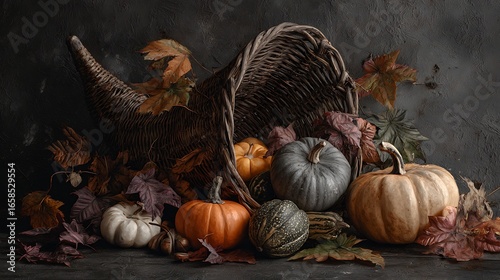 thanksgiving turkey with pumpkins