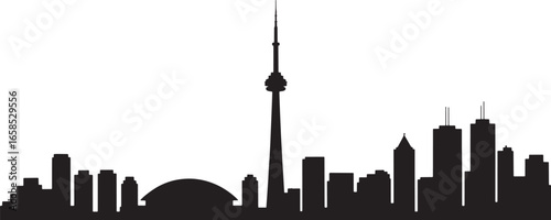 Toronto Cityscape Silhouette Vector Illustration with Modern Architecture and Skyline