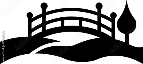 A Wooden Bridge Over a Creek Icon Minimalist Vector