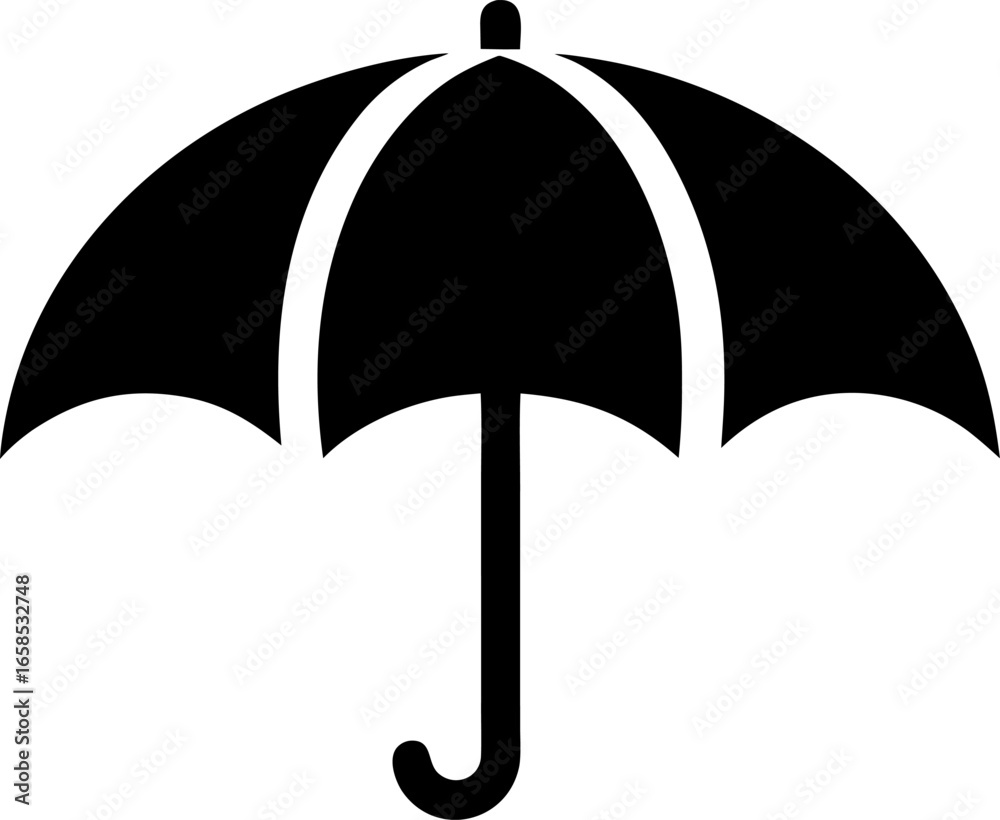 An Umbrella Icon Clean Vector Silhouette Solid Black An Umbrella Icon Clean Vector Silhouette Solid Black