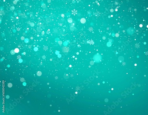 Teal background with floating snowflakes