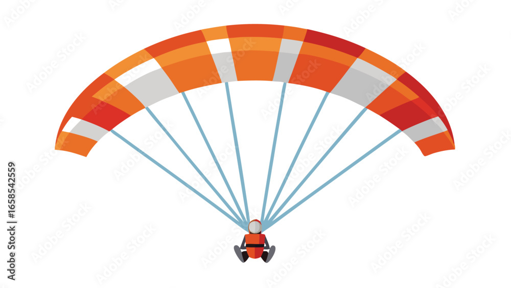 Obraz premium Isolated paraglider illustration featuring orange and white canopy against a clean white background for commercial use projects and design assets