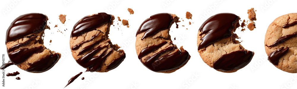 Obraz premium Chocolate-glazed cookies with a bite taken out of them
