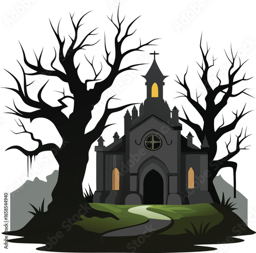 Abandoned Monastery With Creepy Tree