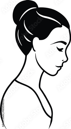 Elegant woman s profile with hair in a bun