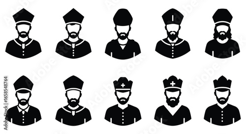Collection of various religious leaders and clergy in silhouette style