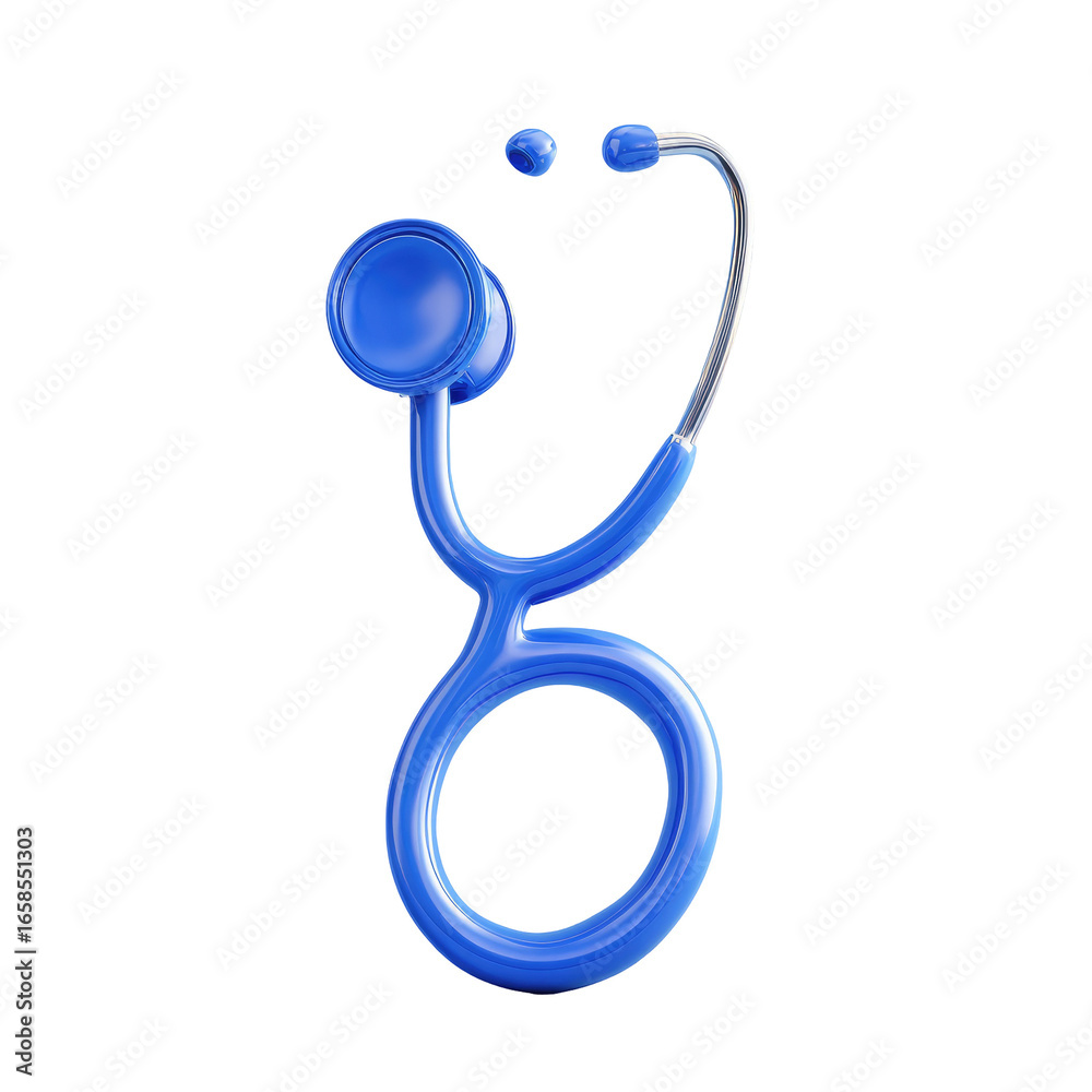 3D rendering of a bright blue stethoscope 3D rendering of a bright blue stethoscope