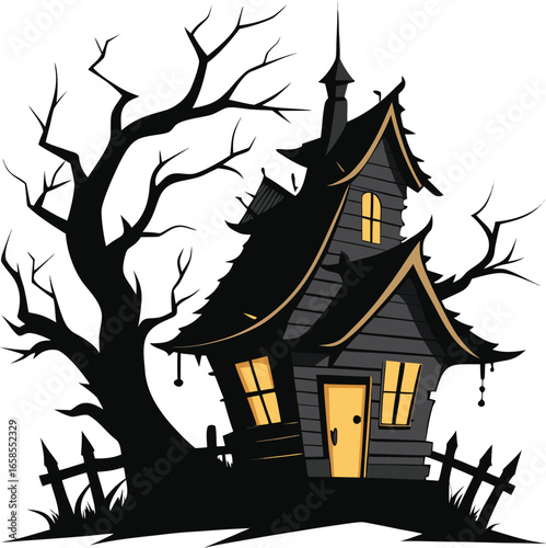 Old Spooky Cottage With Broken Roof