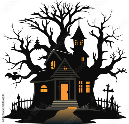 Scary Abandoned Farmhouse With Spooky Oak Tree