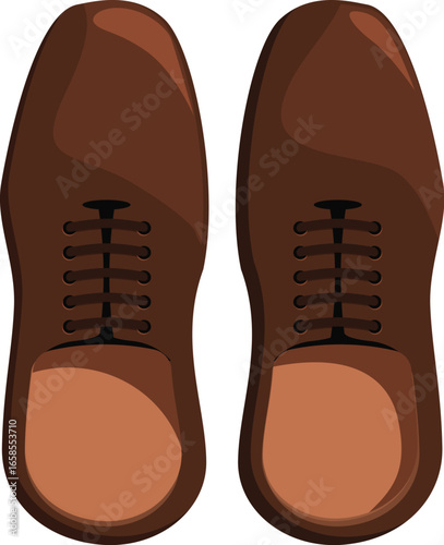 Pair of brown leather dress shoes viewed from above, showcasing their classic design and craftsmanship