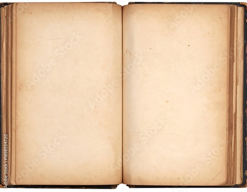 Open antique book, blank pages