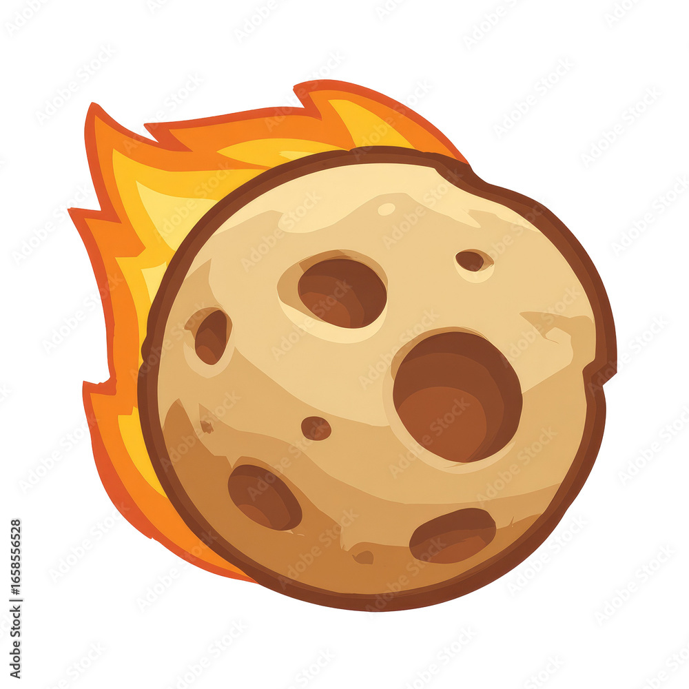 Fototapeta premium Fiery asteroid, cartoon style