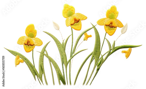 Wallpaper Mural PNG Doffodil in embroidery style daffodil flower petal. Torontodigital.ca